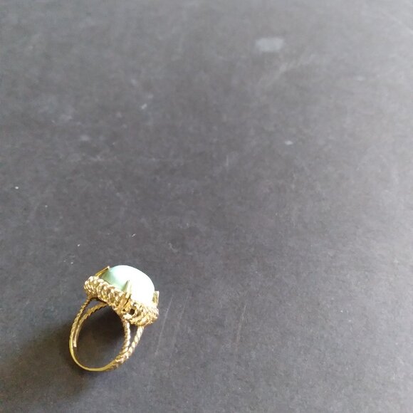 Large Sleeping Beauty Turquoise Stone Ring Set in a 12K gold 4 Prong Ring - Picture 7 of 12
